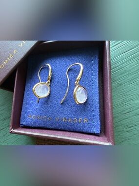 Monica Vinader Siren Drop Wire Earrings 18k Rose Gold Vermeil Rose Quartz